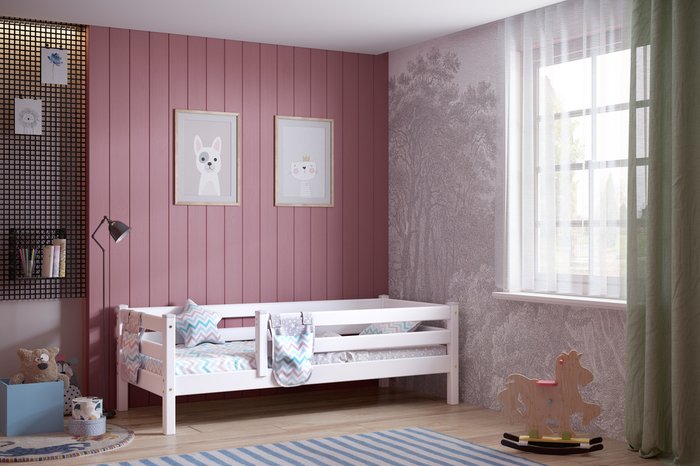 Кровать с защитой по периметру Соня 80х190 фиолетового цвета - купить Одноярусные кроватки по цене 16680.0