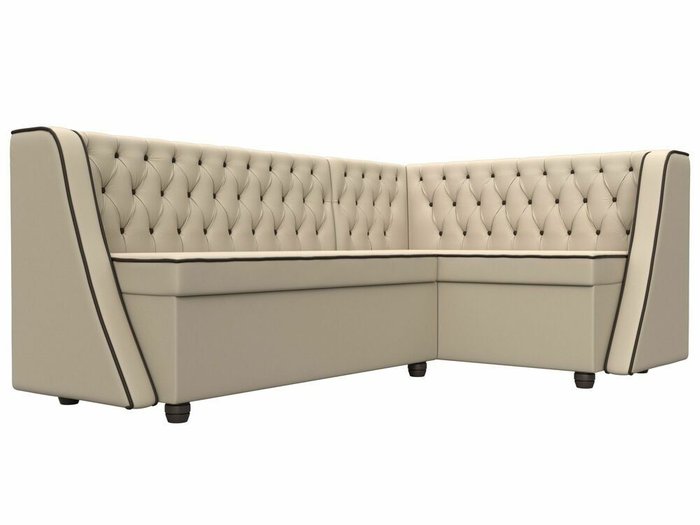 Кухонный угловой диван Лофт бежевого цвета (экокожа) правый угол - лучшие Угловые диваны в INMYROOM