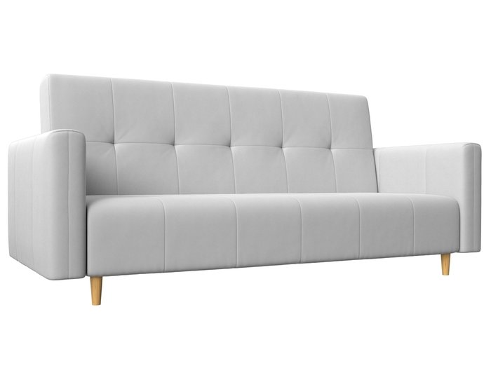 Прямой диван-кровать Вест белого цвета (экокожа)