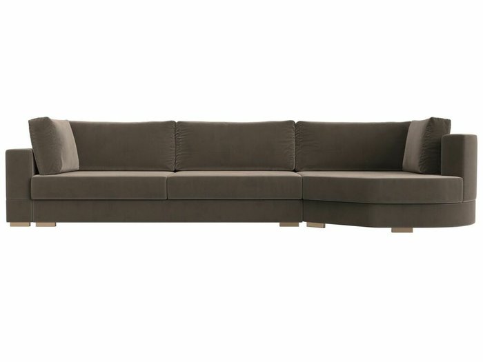 Угловой диван-кровать Лига 026 коричневого цвета правый угол - купить Угловые диваны по цене 88999.0