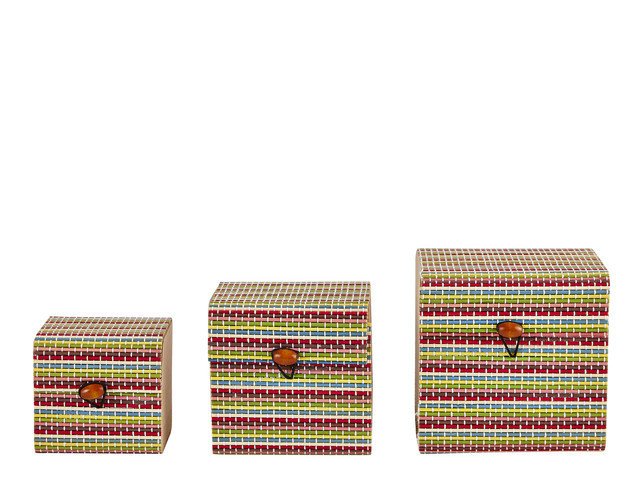 Набор из трех коробок Villa Collection красно-бежевого цвета - купить Декоративные коробки по цене 1607.0