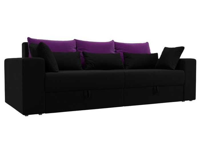 Прямой диван-кровать Мэдисон черно-фиолетового цвета