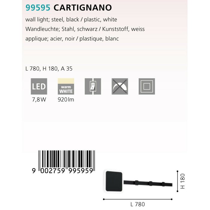 Бра Eglo Cartignano 99595 - лучшие Бра и настенные светильники в INMYROOM