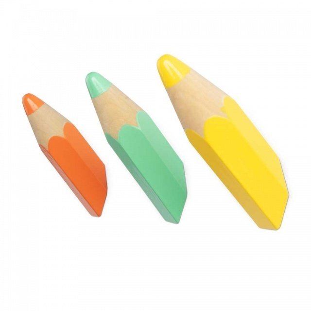 Набор из трех настенных вешалок Color Pencil из дерева и пластика