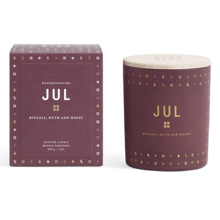 Свеча ароматическая Jul бордового цвета с крышкой