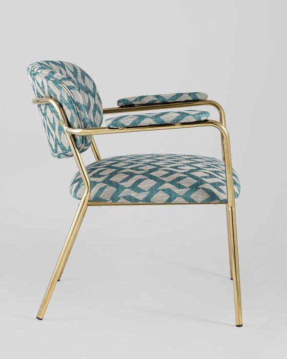 Кресло Кэрол с орнаментом бежево-голубого цвета - лучшие Интерьерные кресла в INMYROOM