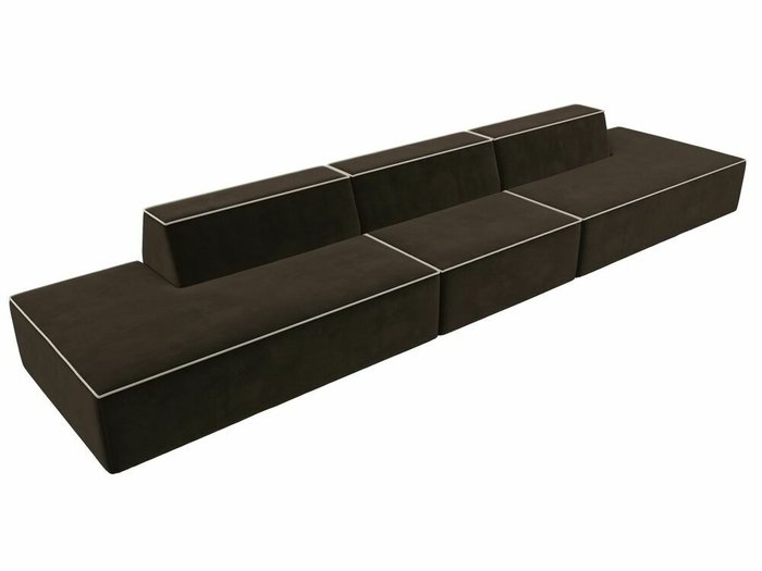 Прямой модульный диван Монс Лонг коричневого цвета с бежевым кантом - лучшие Прямые диваны в INMYROOM