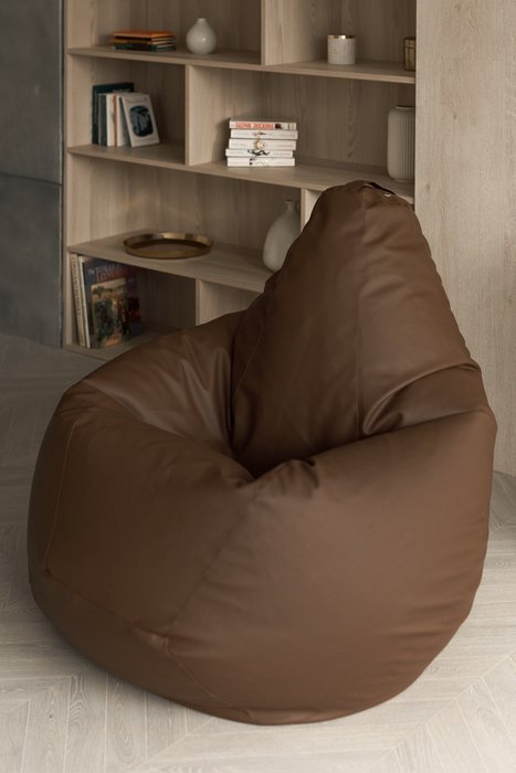Кресло-мешок Груша 3XL в обивке из экокожи коричневого цвета  - купить Бескаркасная мебель по цене 5790.0