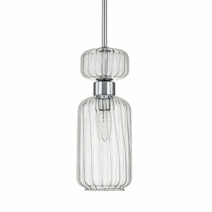 Подвесной светильник Gloss 1141/1S Chrome/Clear (стекло, цвет прозрачный) - купить Подвесные светильники по цене 6140.0 Подвесной светильник Gloss 1141/1S Chrome/Clear (стекло, цвет прозрачный) - купить Подвесные светильники по цене 6140.0