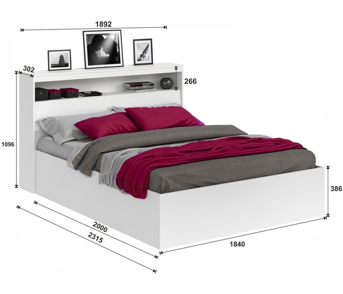 Кровать Виктория 180х200 с двумя тумбами белого цвета - купить Спальные гарнитуры по цене 18450.0