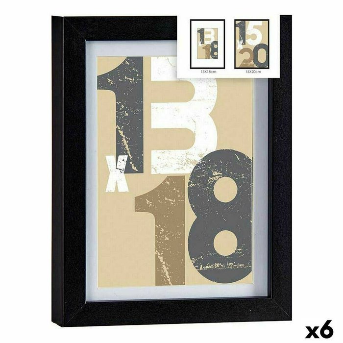 Фоторамка 18 x 23 x 2,5 cm Чёрный Cтекло Деревянный MDF (6 штук)