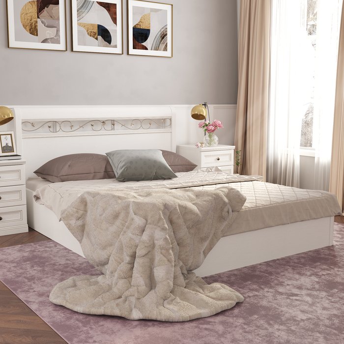 Кровать Белладжио 140х200 белого цвета с подъемным механизмом  - лучшие Кровати для спальни в INMYROOM