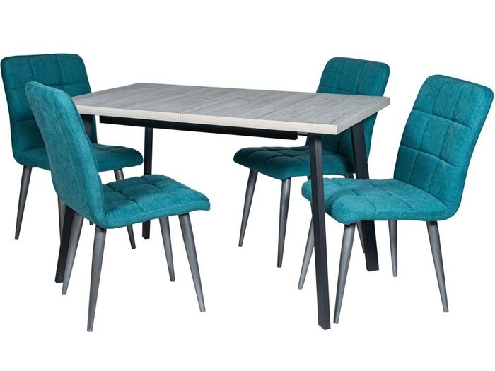 Обеденная группа из стола и четырех стульев цвета аквамарин - купить Обеденные группы по цене 83035.0