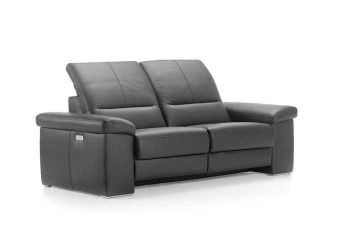 Прямой кожаный диван Leto черного цвета