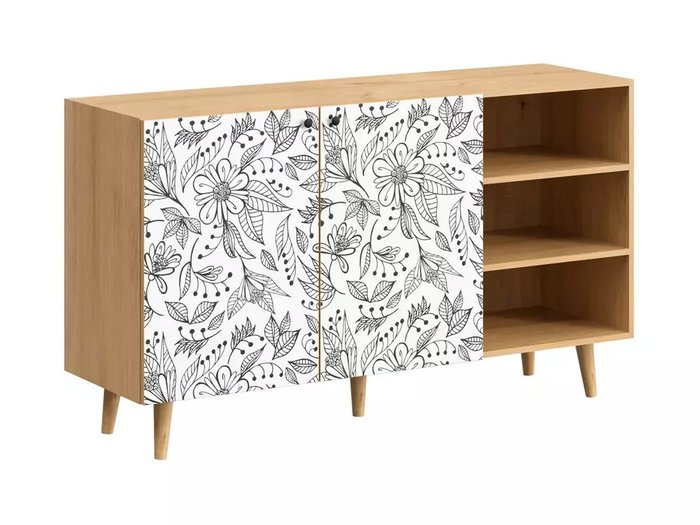 Комод Frida с принтом Flower на деревянных ножках - купить Комоды по цене 41782.0