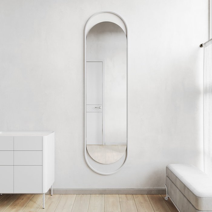 Дизайнерское настенное зеркало Evelix L в раме белого цвета - купить Настенные зеркала по цене 17900.0