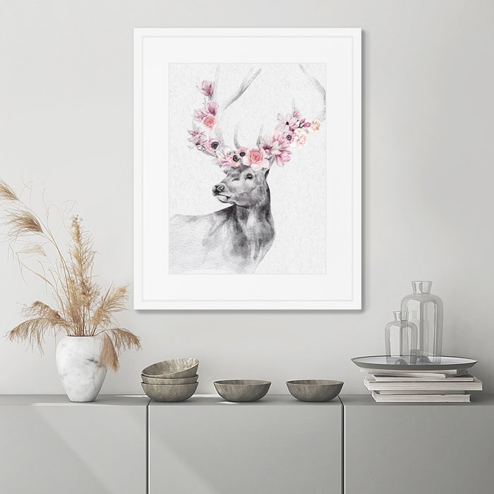 Репродукция картины в раме Graceful deer No2 - лучшие Картины в INMYROOM