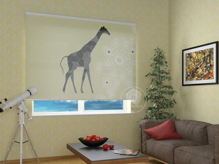 Рулонные шторы в гостиную: Изысканный жираф - купить Шторы по цене 2499.0