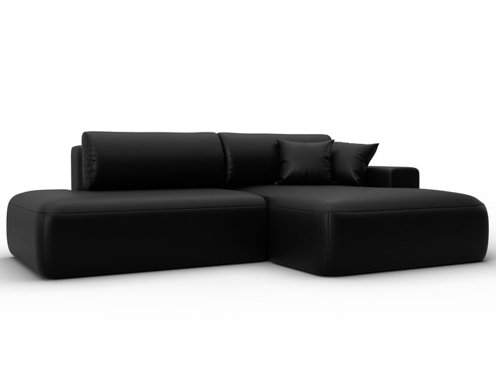 Угловой диван-кровать Лига 036 Модерн черного цвета правый (экокожа)
