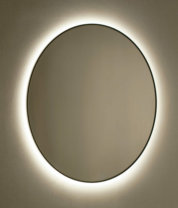 Круглое настенное зеркало Banska с подсветкой в светло-серой раме - купить Настенные зеркала по цене 17120.0