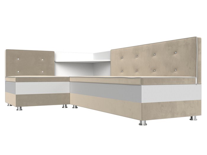Угловой диван Милан бело-бежевого цвета (экокожа/ткань) левый угол - лучшие Угловые диваны в INMYROOM