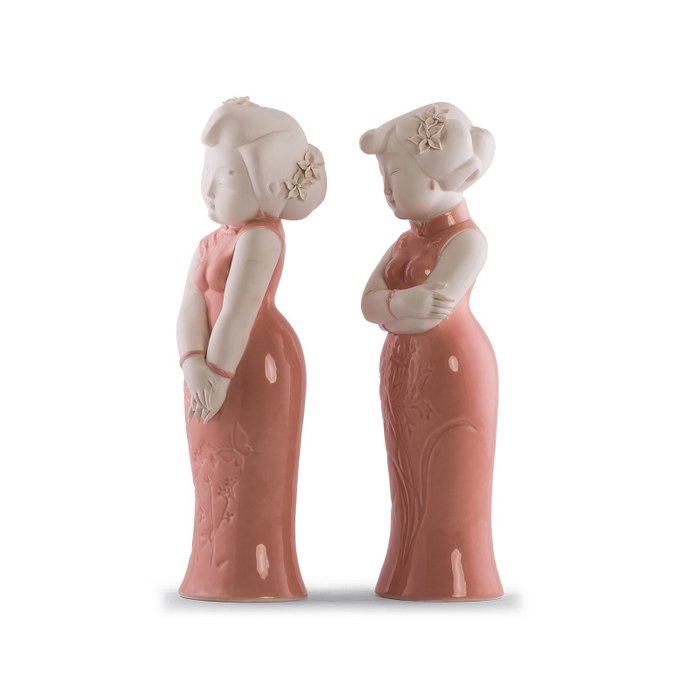 Набор из двух статуэток Meisjes в розовом 
