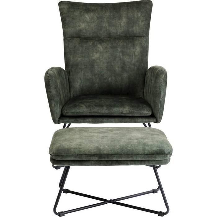 Кресло + пуф Leeds цвета хаки - купить Интерьерные кресла по цене 92180.0