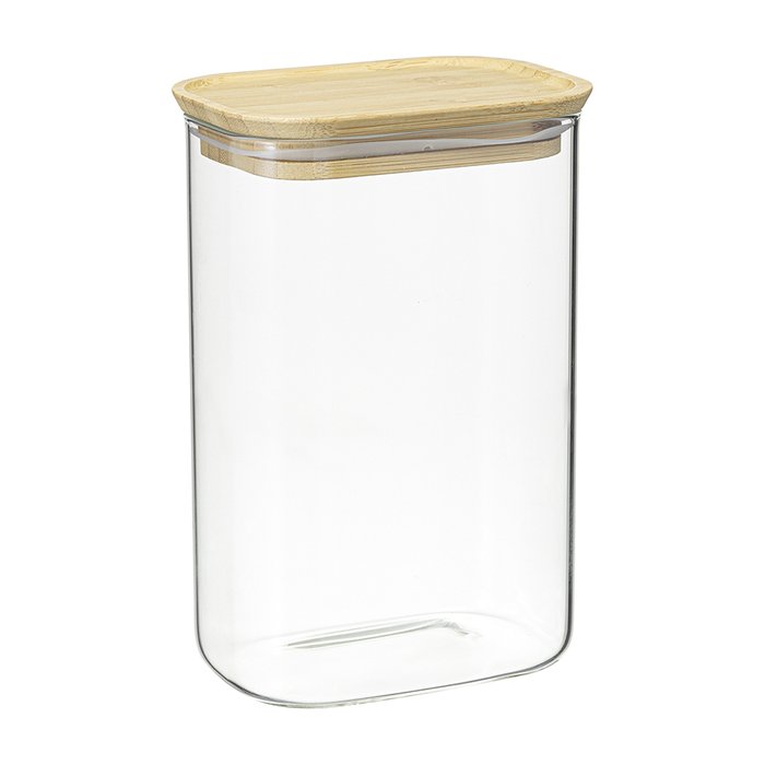 Банка для хранения прямоугольная Glass Bamboo 1,3 л