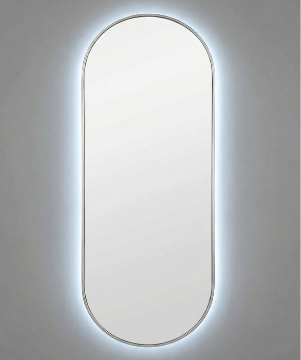 Настенное зеркало Kapsel L 50х135 в раме серебряного цвета с подсветкой