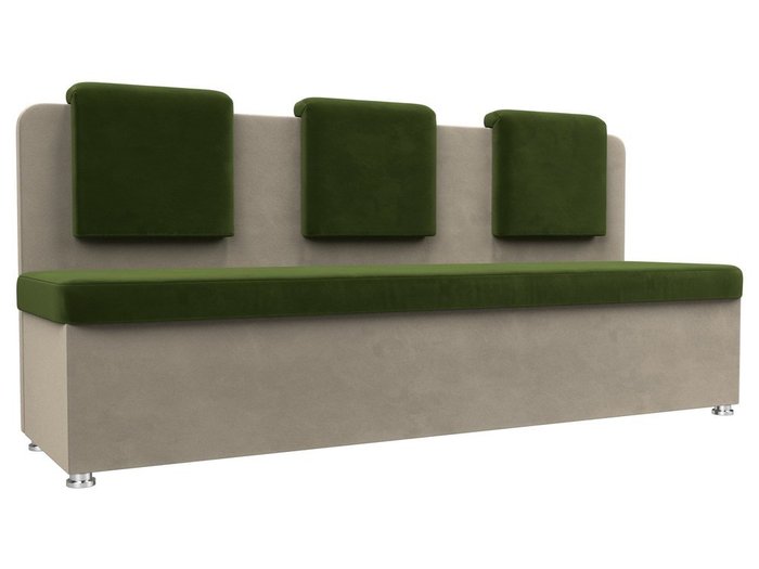 Кухонный прямой диван Маккон бежево-зеленого цвета
