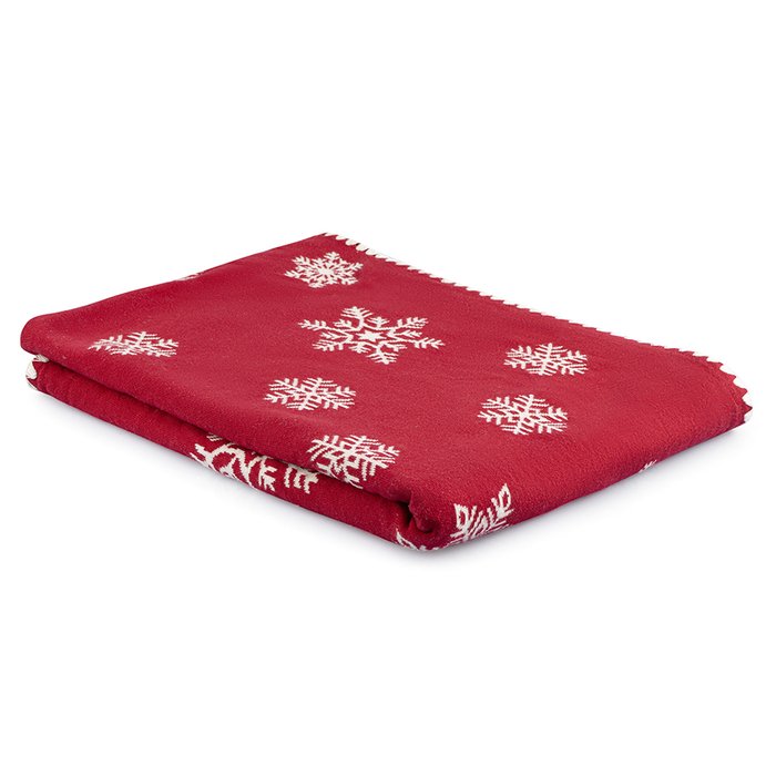 Плед Fluffy snowflakes 130х180 из хлопка с новогодним рисунком  - купить Декоративные подушки по цене 7490.0