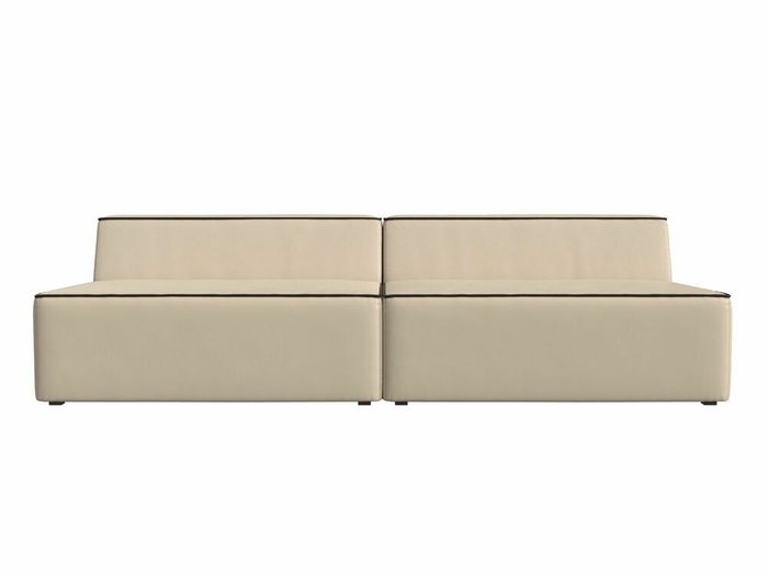 Прямой модульный диван Монс бежевого цвета с коричневым кантом (экокожа) - купить Прямые диваны по цене 43999.0