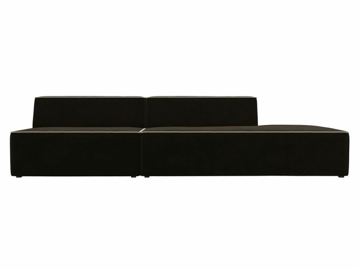 Прямой модульный диван Монс Модерн коричневого цвета с бежевым кантом правый - купить Прямые диваны по цене 49999.0