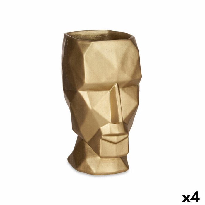 Кувшин 3D Лицо Позолоченный полистоун 12 x 24,5 x 16 cm (4 штук)