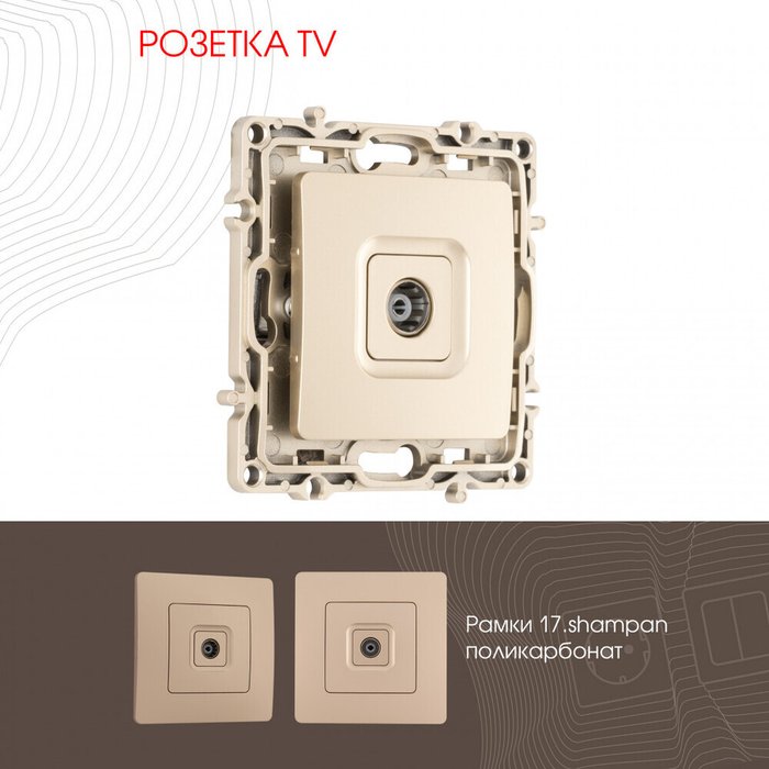 Розетка 217.43-1.shampan (пластик, цвет шампань) Розетка 217.43-1.shampan (пластик, цвет шампань)