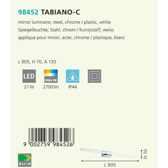 Подсветка для зеркал Tabiano-C цвета хром - купить Подсветка для картин по цене 28690.0