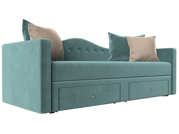 Детский прямой диван-кровать Дориан бирюзового цвета