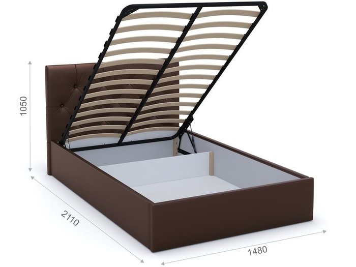 Кровать с подъемным механизмом Женева 140х200 коричневого цвета - купить Кровати для спальни по цене 35694.0