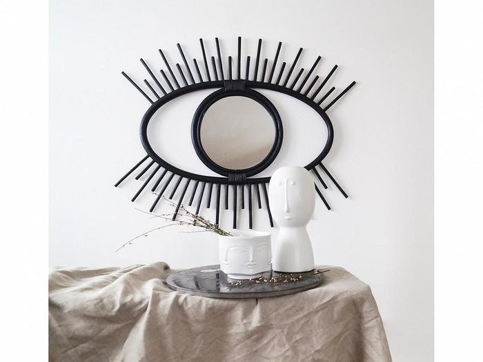 Зеркало настенное Kubu Eye shape в деревянной раме - купить Настенные зеркала по цене 4490.0