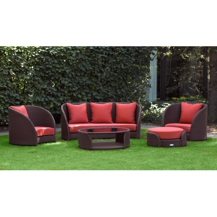 Кресло Тюльпан с красными подушками - лучшие Садовые кресла в INMYROOM