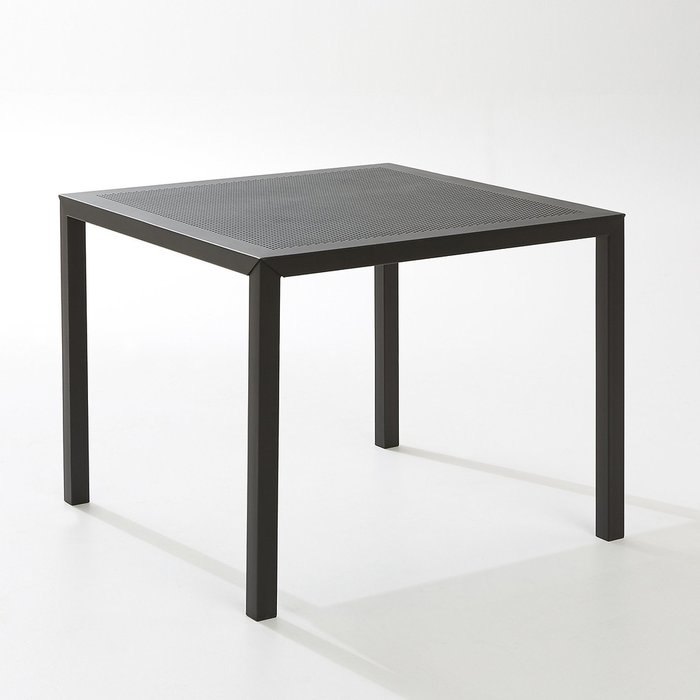 Квадратный садовый стол из перфорированного металла Choe черного цвета