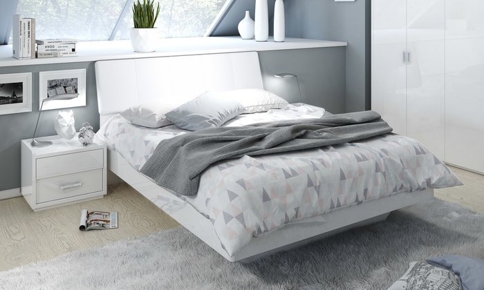 Кровать с основанием под матрас Белла белого цвета - купить Кровати для спальни по цене 41370.0