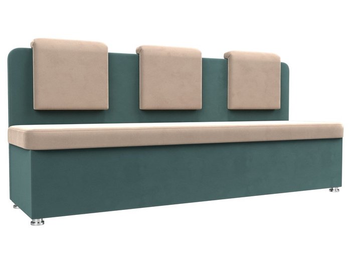 Кухонный прямой диван Маккон бирюзово-бежевого цвета