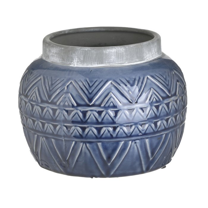 Керамическая ваза-кашпо темно-синего цвета 