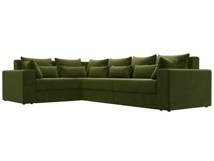 Угловой диван-кровать Майами Long зеленого цвета левый угол - лучшие Угловые диваны в INMYROOM