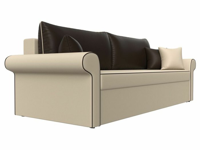 Прямой диван-кровать Милфорд коричнево-бежевого цвета (экокожа) - лучшие Прямые диваны в INMYROOM