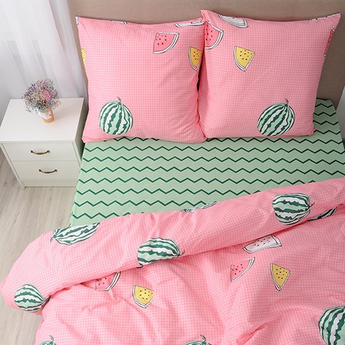 КПБ Традиция 'ПРОСТО КРАСИВЫЙ' дуэт, бязь, 100 % хлопок, пл. 125 гр./кв.м., 'Арбузы' - лучшие Комплекты постельного белья в INMYROOM