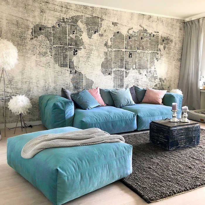 Угловой диван Фиджи темно-голубого цвета - лучшие Угловые диваны в INMYROOM