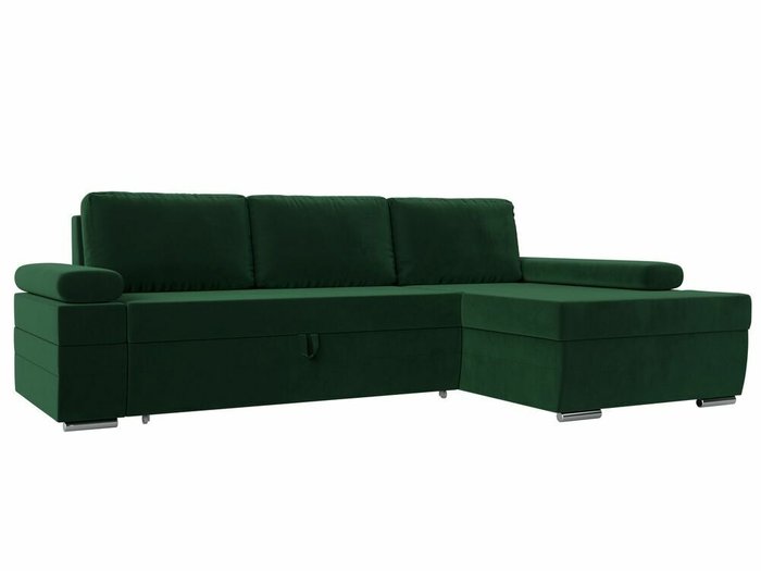 Угловой диван-кровать Канкун зеленого цвета правый угол