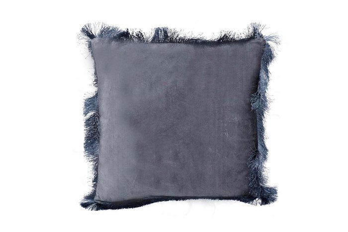 Подушка с бахромой темно-синего цвета